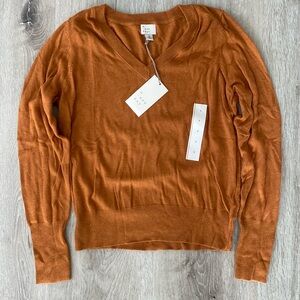 A New Day Rust Orange V-Neck Sweater